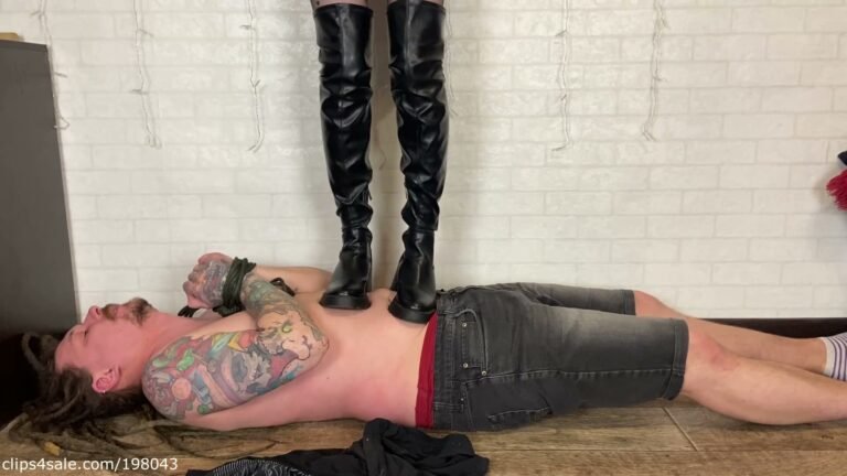 I'm beating and trampling My useless slave in My sexy heeled knee boots – spitting clip preview with Yokai