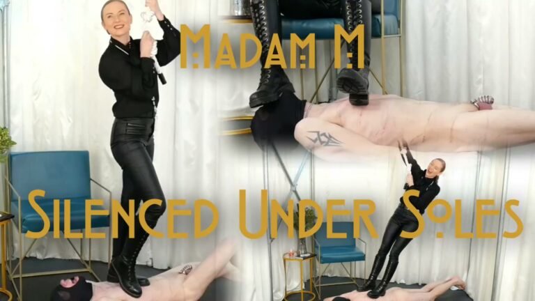 Silenced Under Soles, extreme whole body and head trampling in extreme knee high boots – bdsm clip preview with Madam M